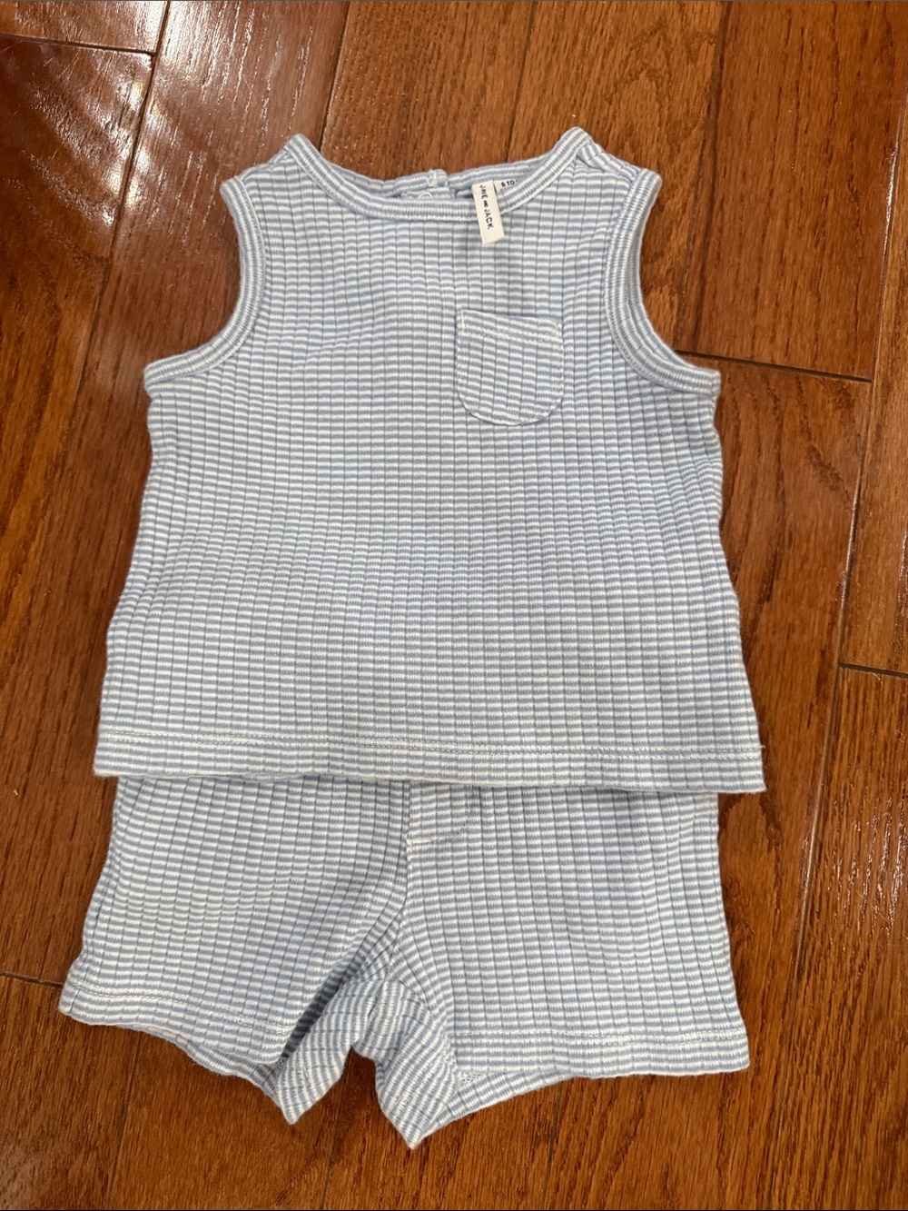 Janie and Jack Light Blue Ribbed Tank & Shorts Pajama Set